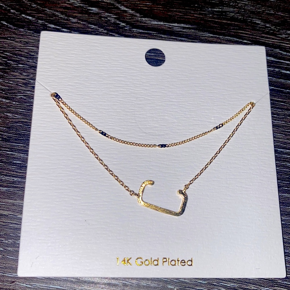 C. 2 layered Initial Gold Plated Necklace
